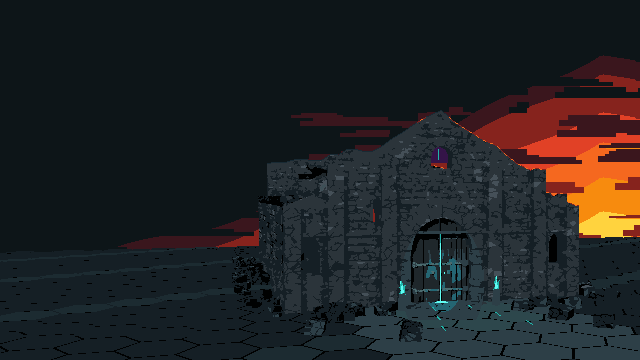The ruined hall from the main menu